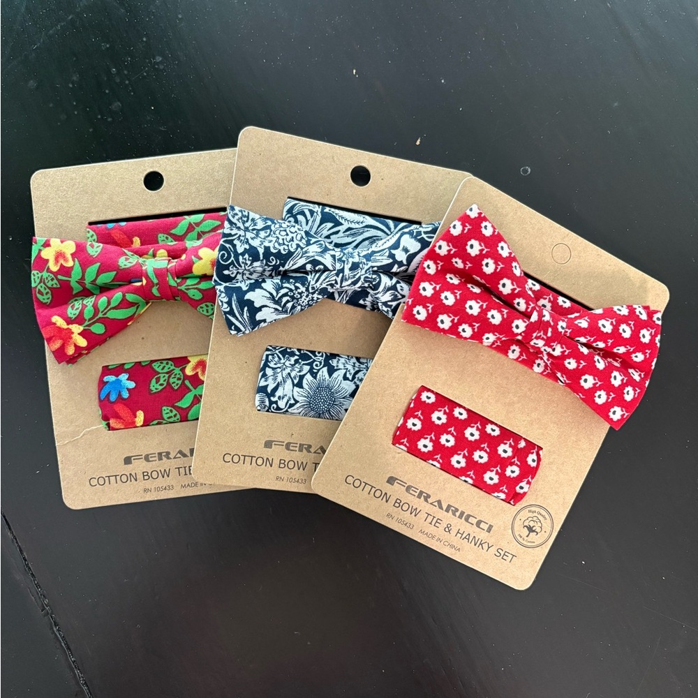 Cotton Bow Tie & Hanky Set